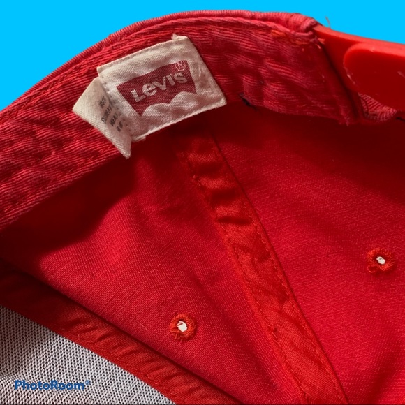 💥3/$25 VINTAGE LEVI’S RED SNAPBACK HAT FLAT BRIM - Picture 6 of 8